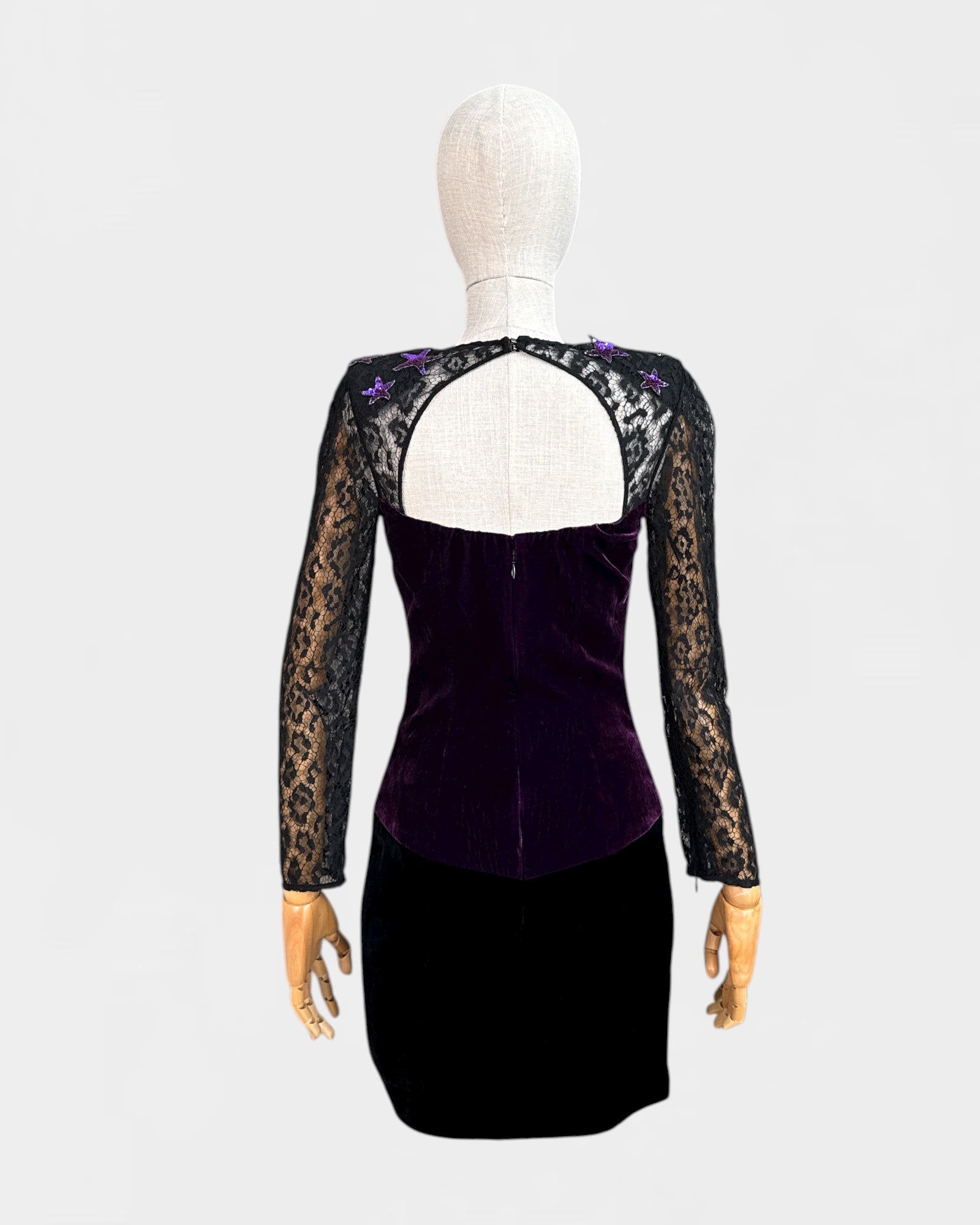 Robe dentelle et velours Dundas, taille 40.